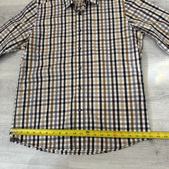 Orvieto Men's Long Sleeve Checkered Button Down Shirt in Neutral Tones Size M - Picture 9 of 17